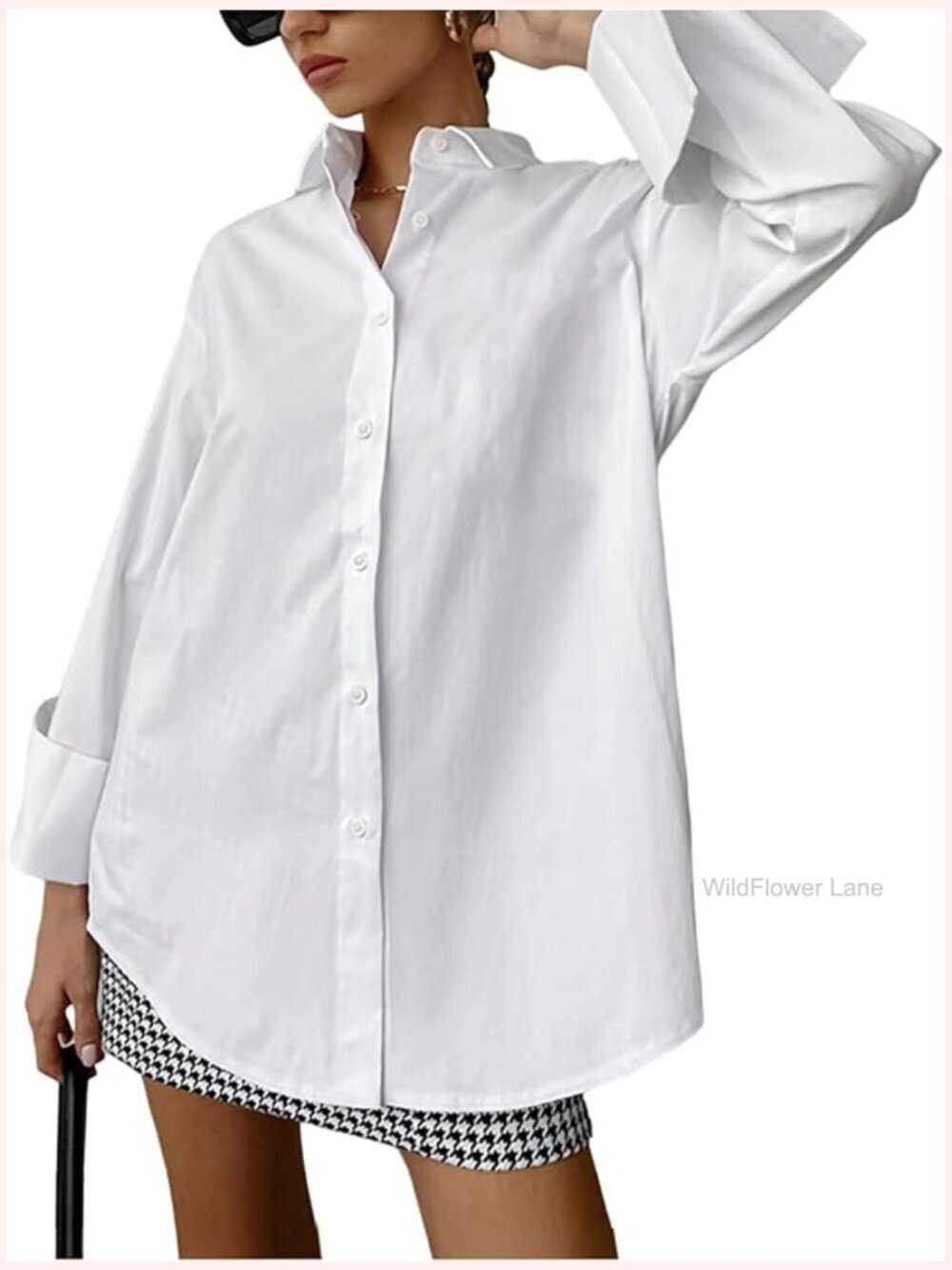 Oversized Button Down Shirt Long Sleeve Loose Collared Blouse